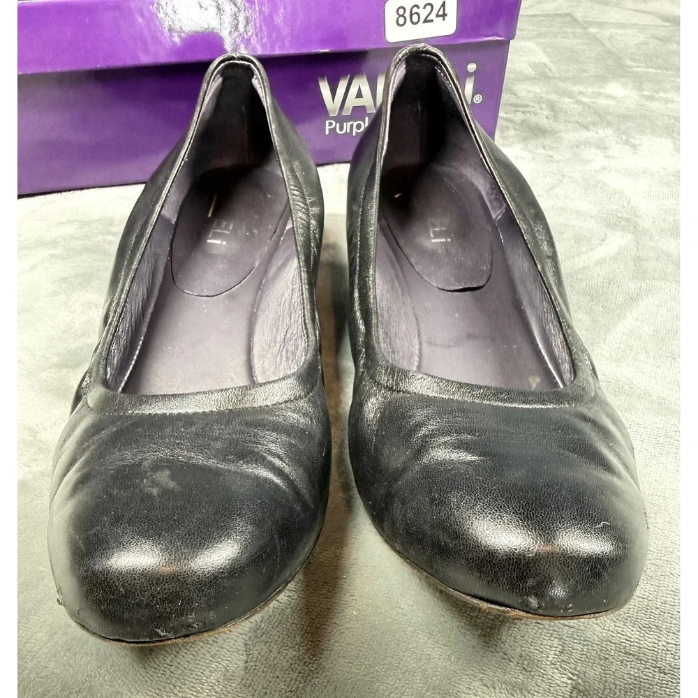Vaneli Purple Collection Shoes Womens Size 9 Black Leather‎ Ballet Flats